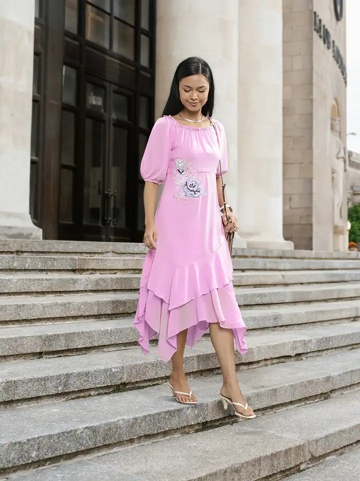 Buy AND Women Pink A-Line Midi Dress - Dresses for Women 20457332 | Myntra