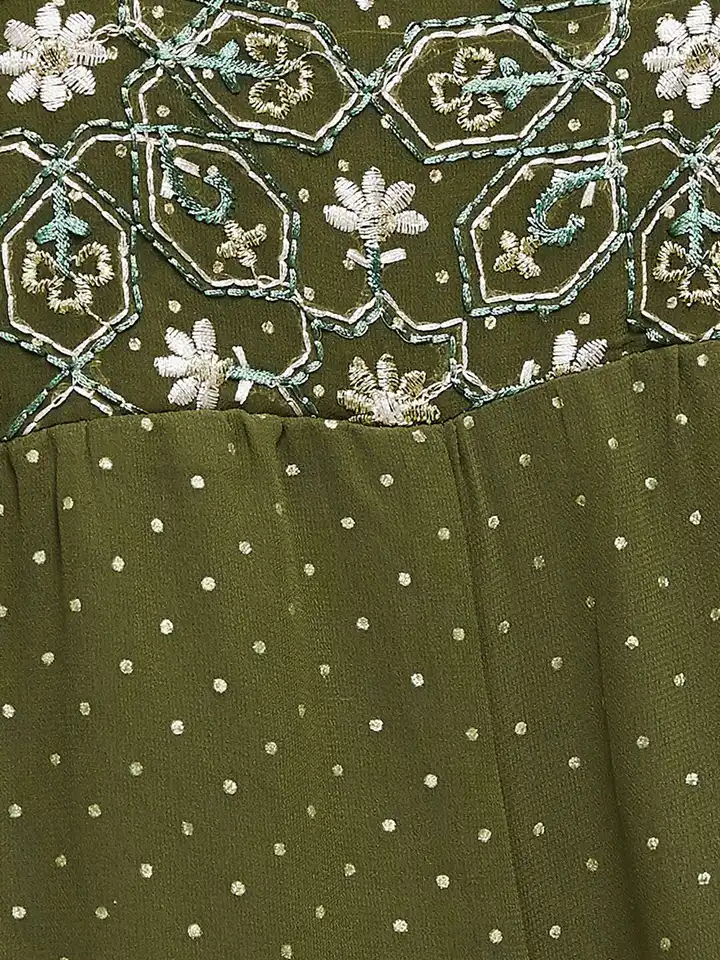 green emerald velvet dress Shae by SASSAFRAS Green & White Ethnic Motifs Ethnic A-Line Midi Dress   Myntra International