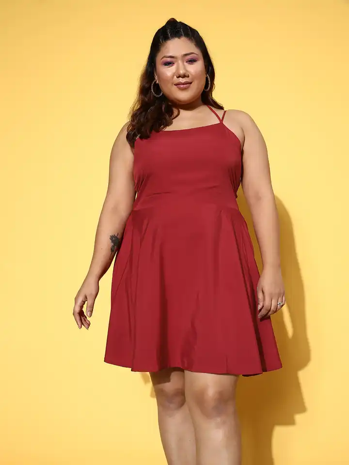 thumbnail image 2 of Zenana Women & Plus Sleeveless Jersey Flared Swing Tank Dress With Side 2 of 10