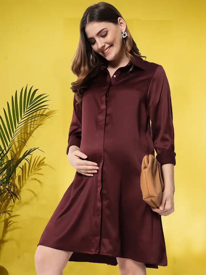 princess polly baby blue dress Wine Love Sunshine Burgundy Brushed Satin Oversized Shirt main image 1