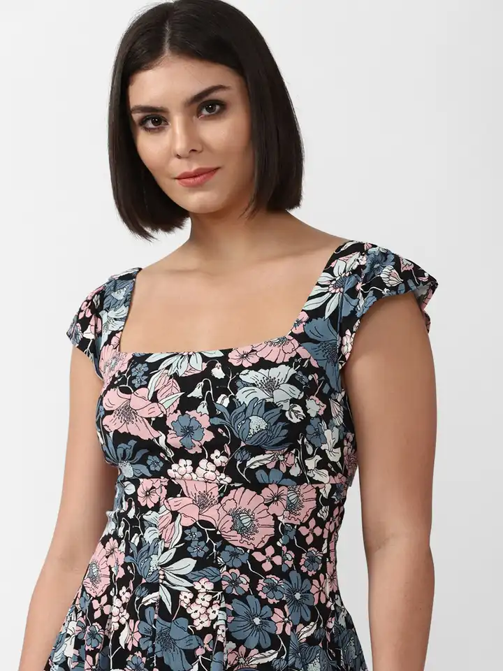 green emerald velvet dress Floral Print Organza Mini Dress Magenta/Multi / XL main image 0