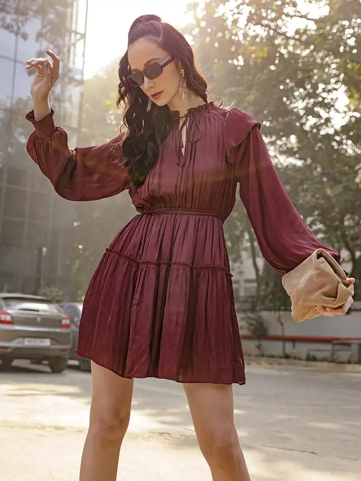 princess polly baby blue dress Elegant burgundy velvet wrap dress main image 1