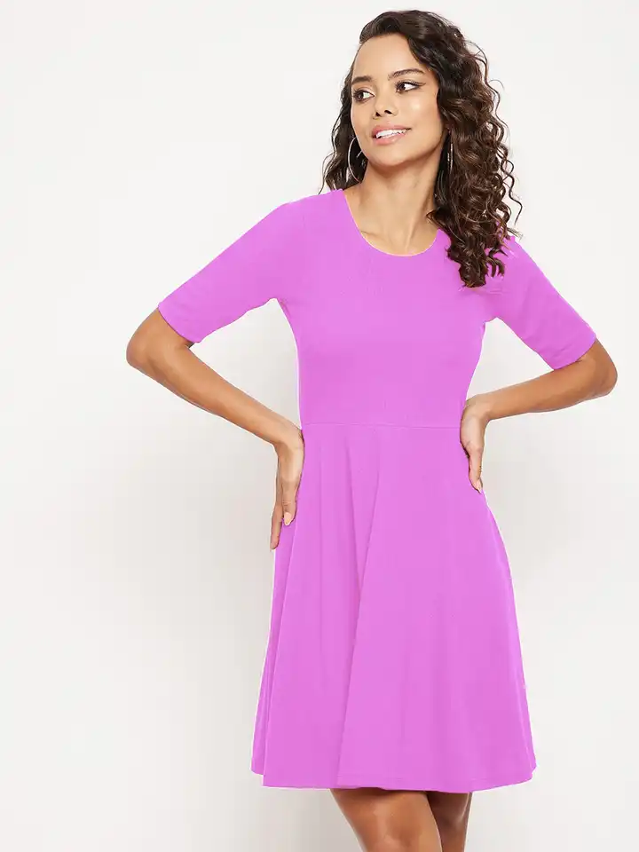 slim fit dress slacks Multicolored-Base-Dark Pink Sweetheart Half Sleeve Floral Fit & Flare main image 0