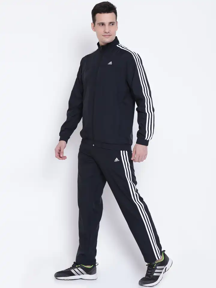 Buy ADIDAS Men Black Essentials 3 Stripes Woven Tracksuit