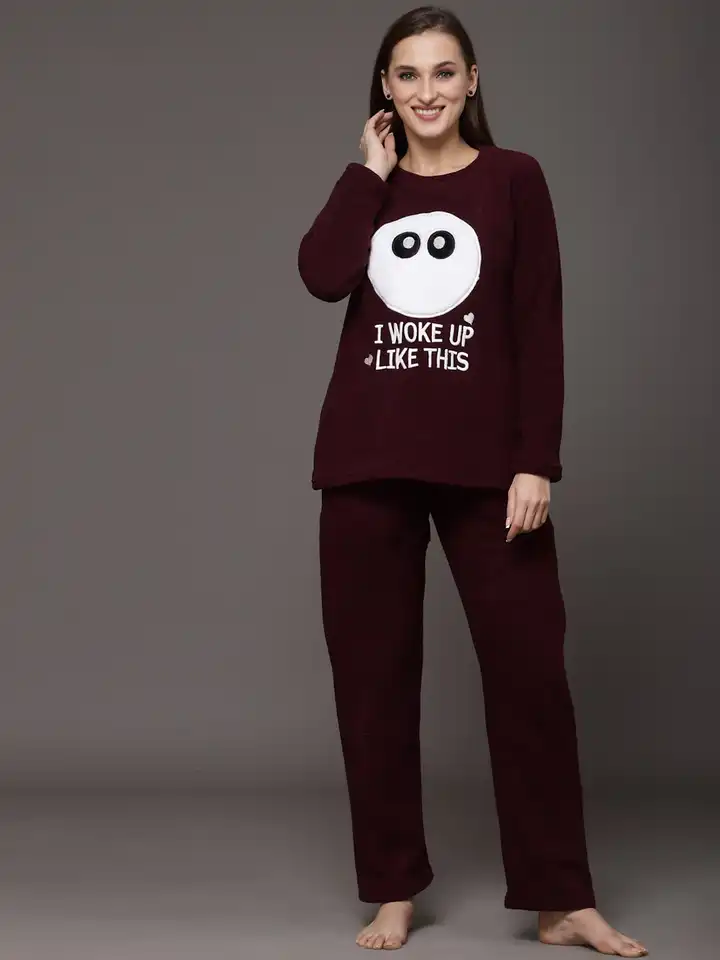 Sweet Dreams Winter Night Suit For Women Buy Sweet Dreams Women Super Soft  Polar Fleece Applique Winter