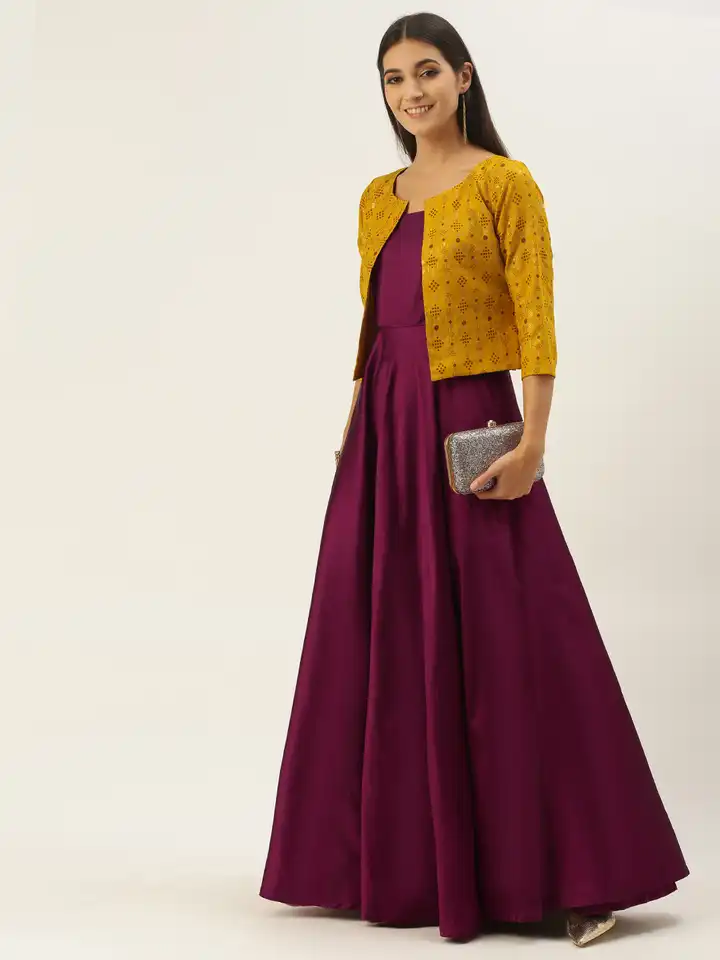 open lace back dress trueBrowns Purple Mustard Floral Print Muslin Silk Straight Maxi Dress
