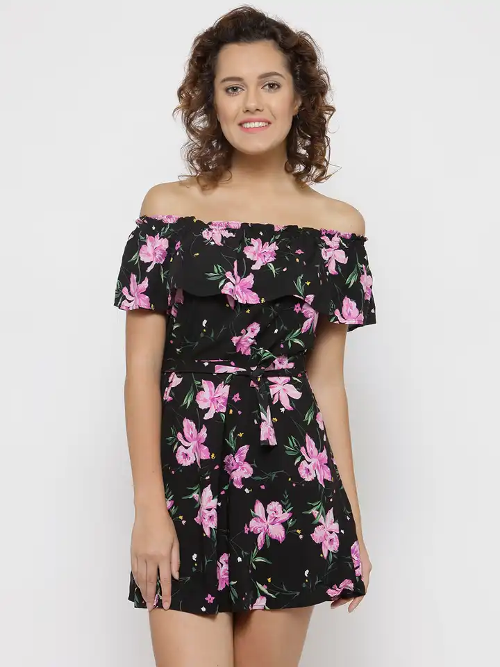 Buy FOREVER 21 Women Black Floral Print Off-Shoulder Fit & Flare Dress - Dresses for Women 2119360 | Myntra Buy FOREVER 21 Women Black Floral Print Off-Shoulder Fit & Flare Dress - Dresses for Women 2119360 | Myntra
