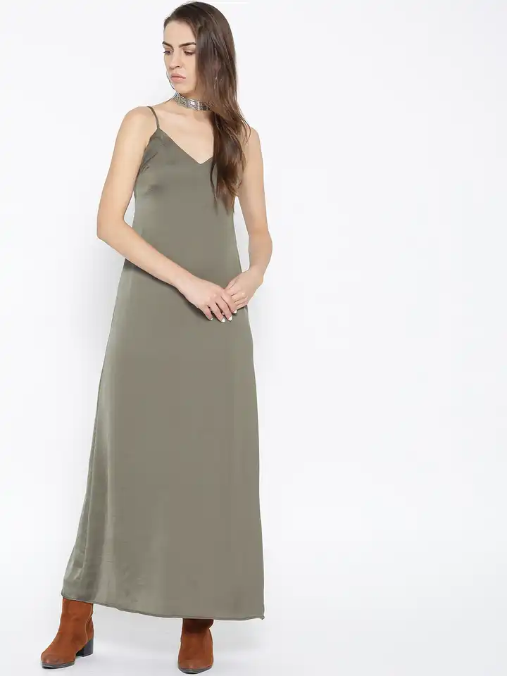green emerald velvet dress Satin Maxi Dress main image 1