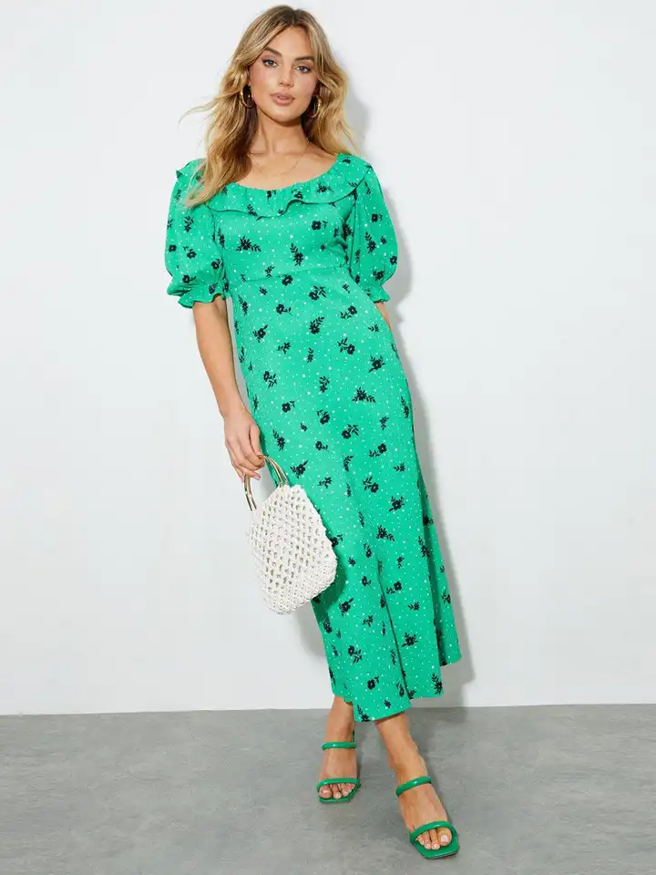 knee length dresses for ladies Vintage Y2K After Dark By Dorothy Perkins Midi Floral Dress
