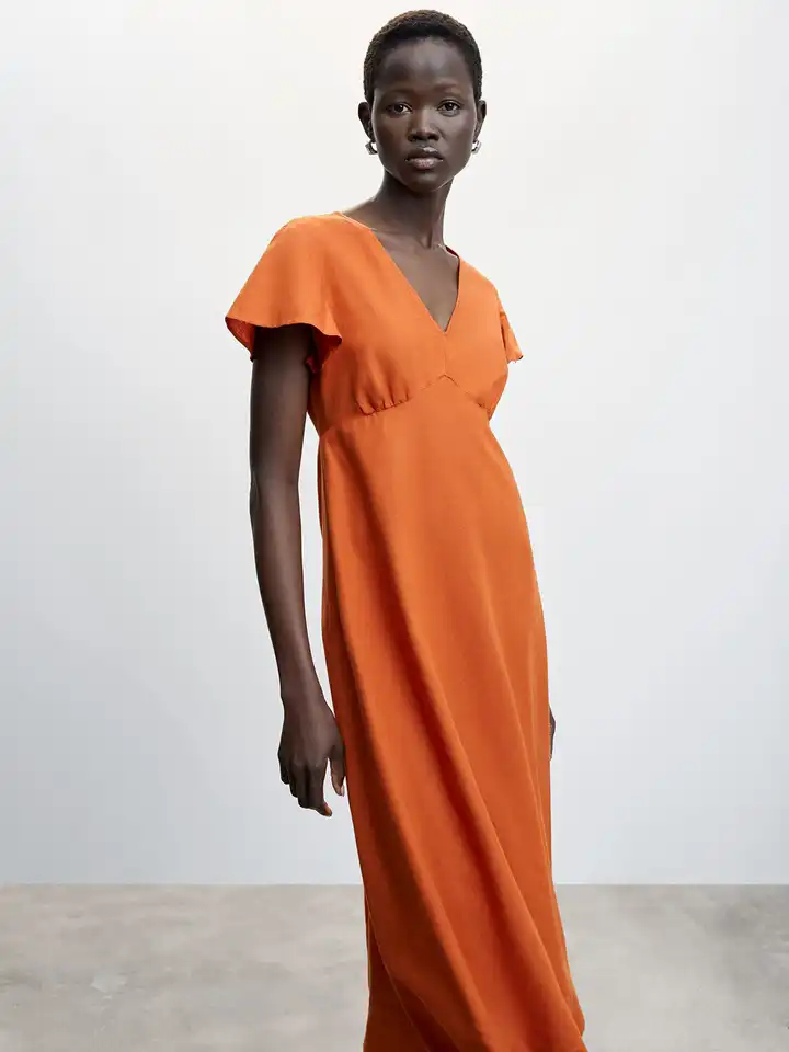chinese dress ladies Mango flowy long dress Wine  HotBrandDeals