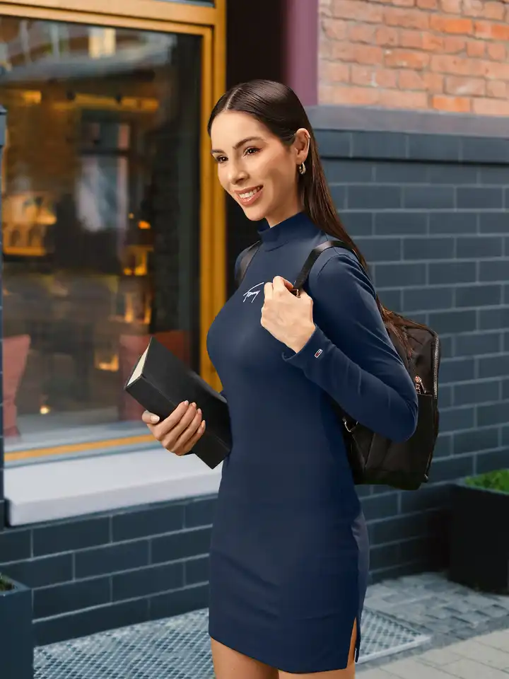 chinese dress ladies Tommy Hilfiger Women's Shift Dress, Plain Black, 2 at Amazon Women's  Clothing store main image 0