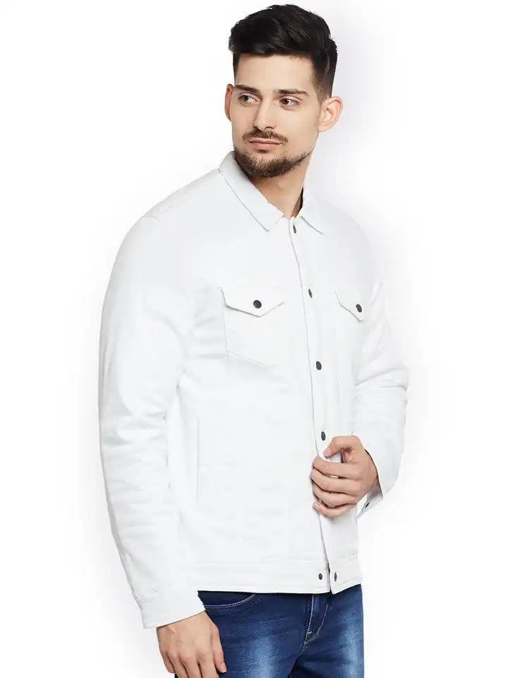Buy Canary London Men White Solid Denim Jacket - Jackets for Men