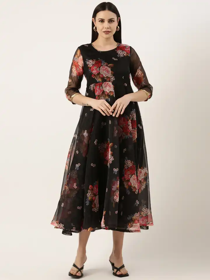 chinese dress ladies SUNRAY MIDI DRESS – Truffle India main image 1