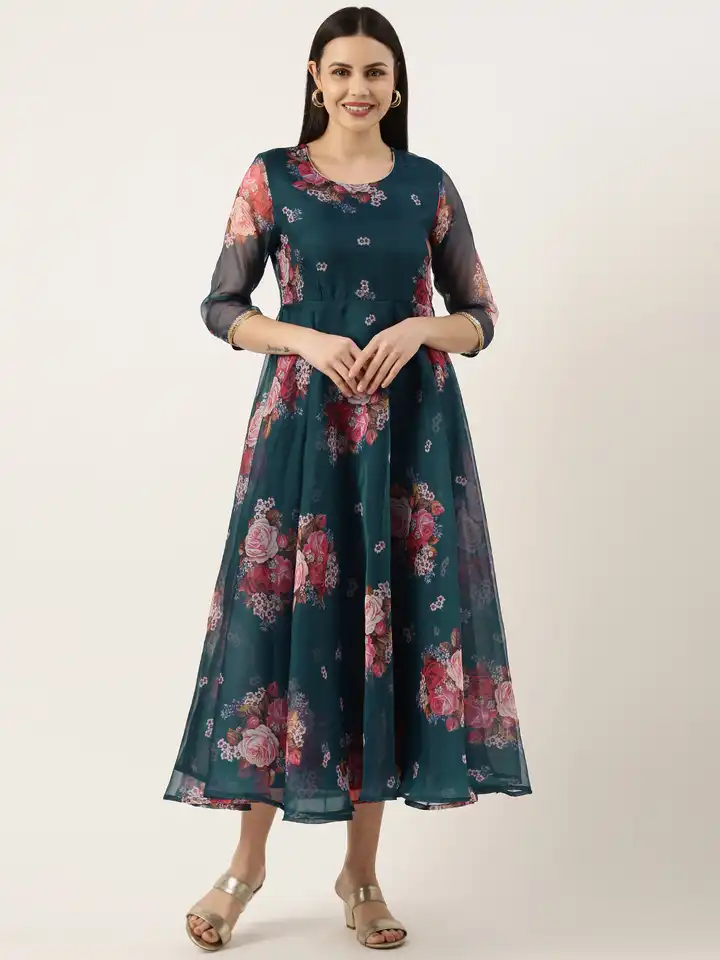 knee length dresses for ladies Emerald Green Handloom Wrap Midi Dress – Indyvarna main image 0