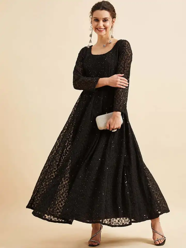 Buy PANIT Embroidered Chikankari Maxi Long Ethnic Dress - Ethnic Dresses  for Women 21848662 | Myntra
