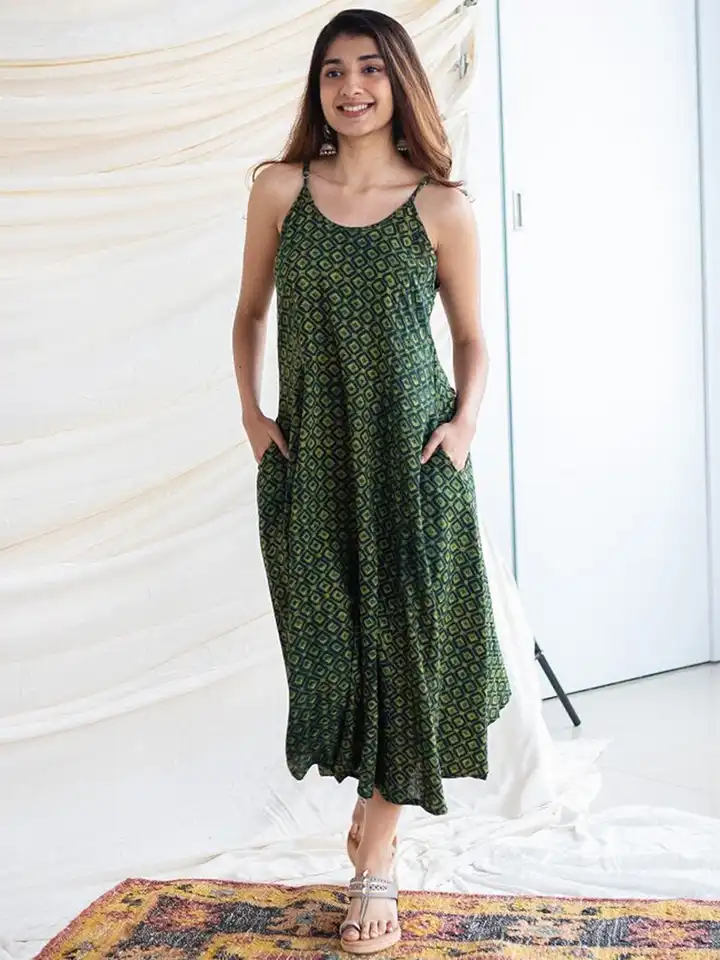 green emerald velvet dress Fit & Flare Kurti