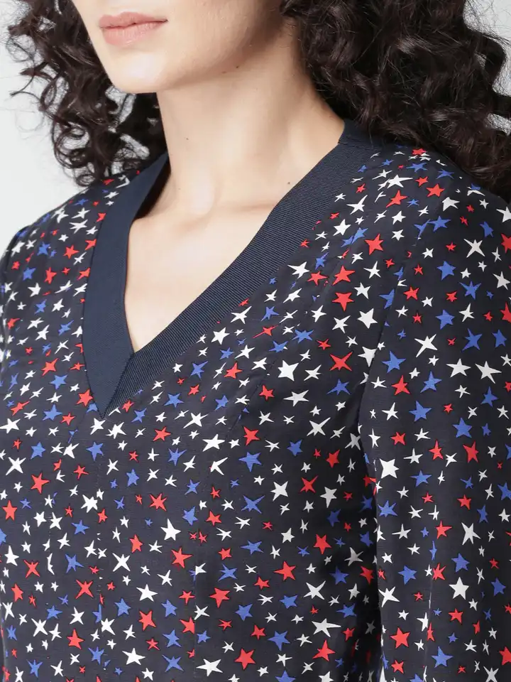 chinese dress ladies Tommy Hilfiger Printed Puff-Sleeve A-Line Dress  DGFOutlet