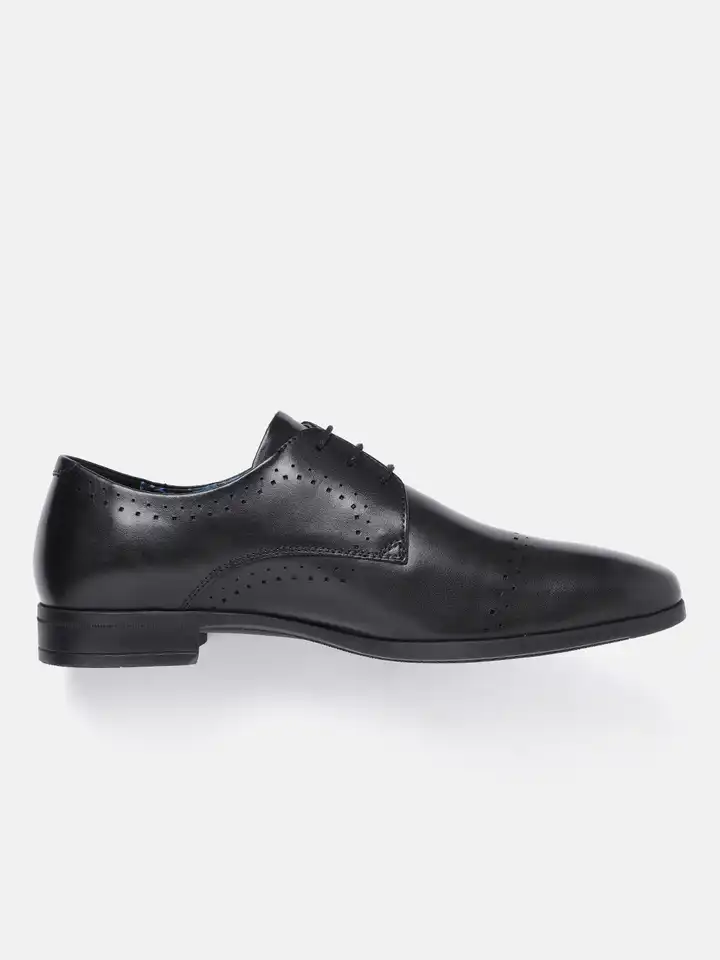 Van Heusen Classic Black Leather Brogue Shoes Van Heusen Men main image 2