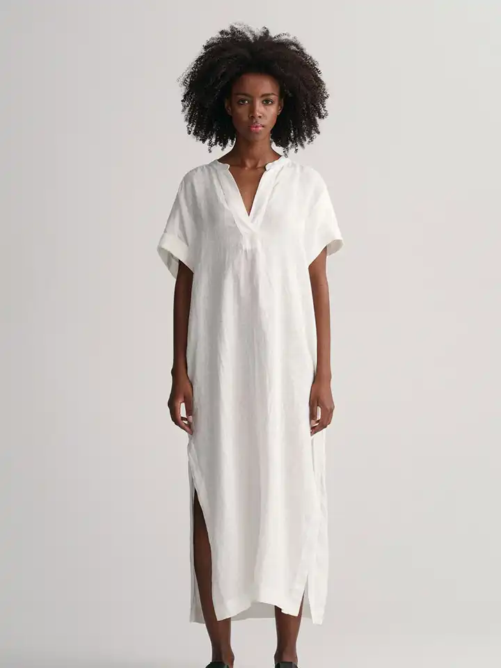chinese dress ladies Shop GANT Women Navy Blue Midi Linen Dress Online