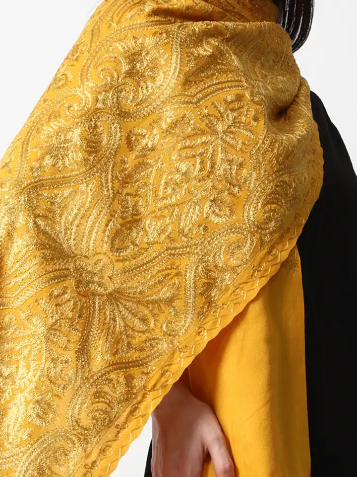 Buy SWI Stylish Women Embroidered Zari Wool Stole - Stoles for