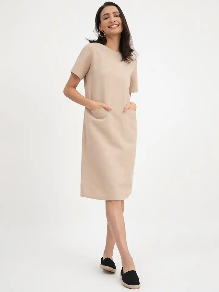 chinese dress ladies Cassie Stretch Linen Dress