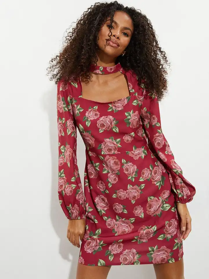 strapless open back dress Dorothy Perkins Womens/Ladies Floral Shirred Cuff Petite Midi Dress   Universal Textiles