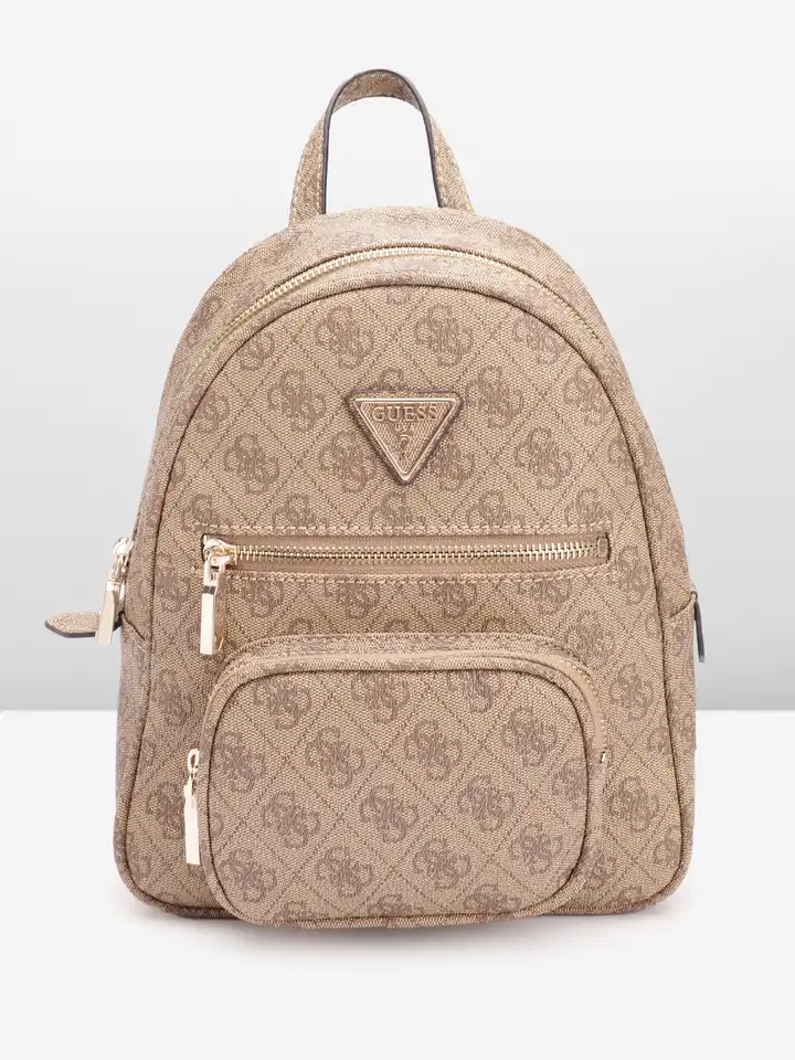 guess mini backpack logo Black It Has The Brand In The Form Of A Plate On The Front Of The Mini Backpack And Silver Spell Out Guess Small Backpack Guess Backpack Logo