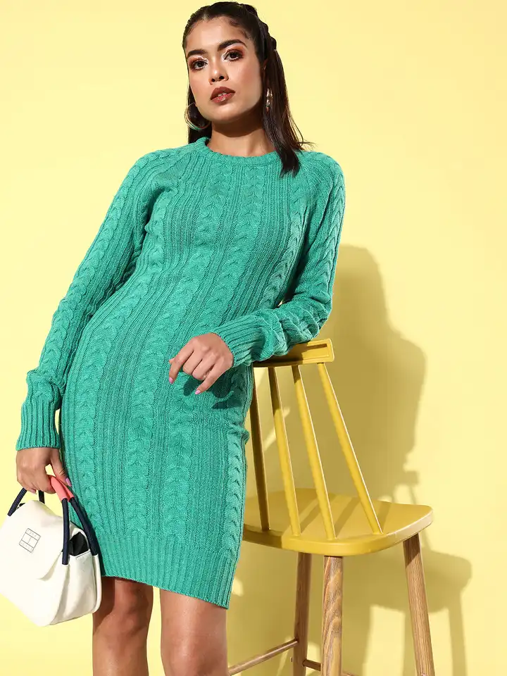 Buy 4WRD by Dressberry Long Sleeves Knitted Bodycon Jumper Dress - Dresses  for Women 23514940 | Myntra