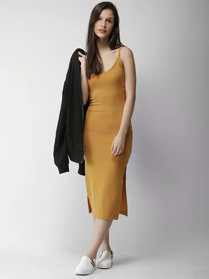 Buy FOREVER 21 Women Mustard Yellow Bodycon Dress - Dresses for Women  2363346 | Myntra