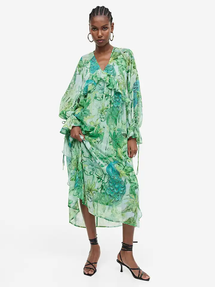 Buy H&M Long Flounced Dress - Dresses for Women 23722042 | Myntra