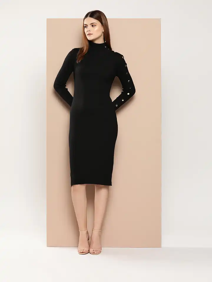 black jumper dress DIEDRE shirt and sandals early in the season then pair it was long Dress Black Jumper Long Sleeves