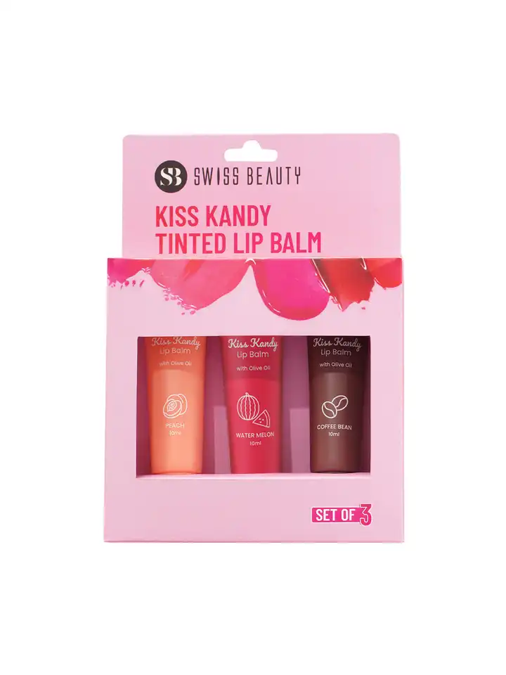 Buy SWISS BEAUTY Set of 3 Kiss Kandy Tinted Lip Balm - 10 ml Each