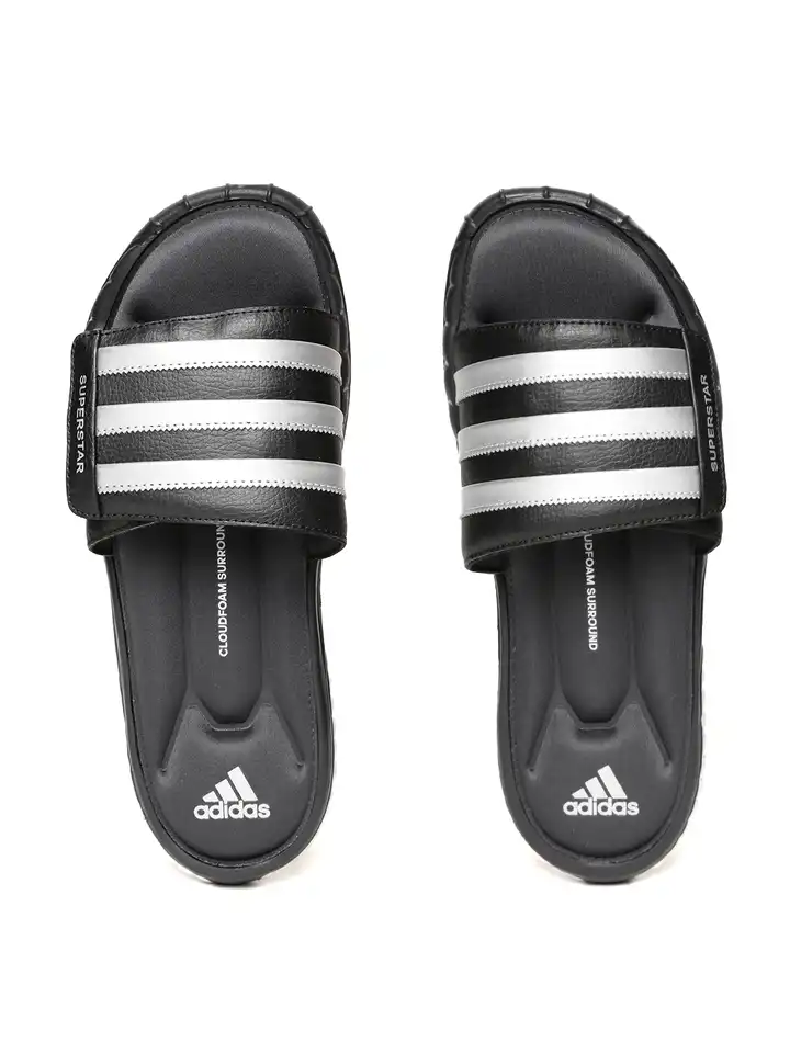 Adidas Slides 3g Slides Buy ADIDAS Men Black Silver-Toned Superstar 3G  Striped Sliders