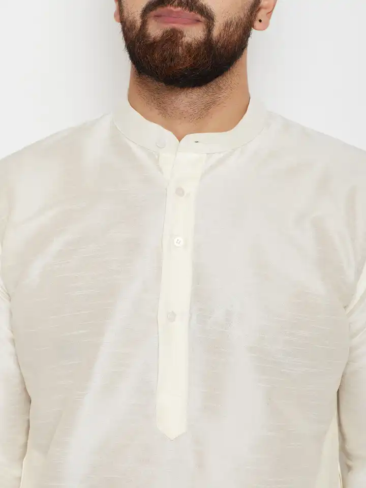 Set Kurta Dhoti Uomo In Seta Dupion Oro - Sojanya - 3