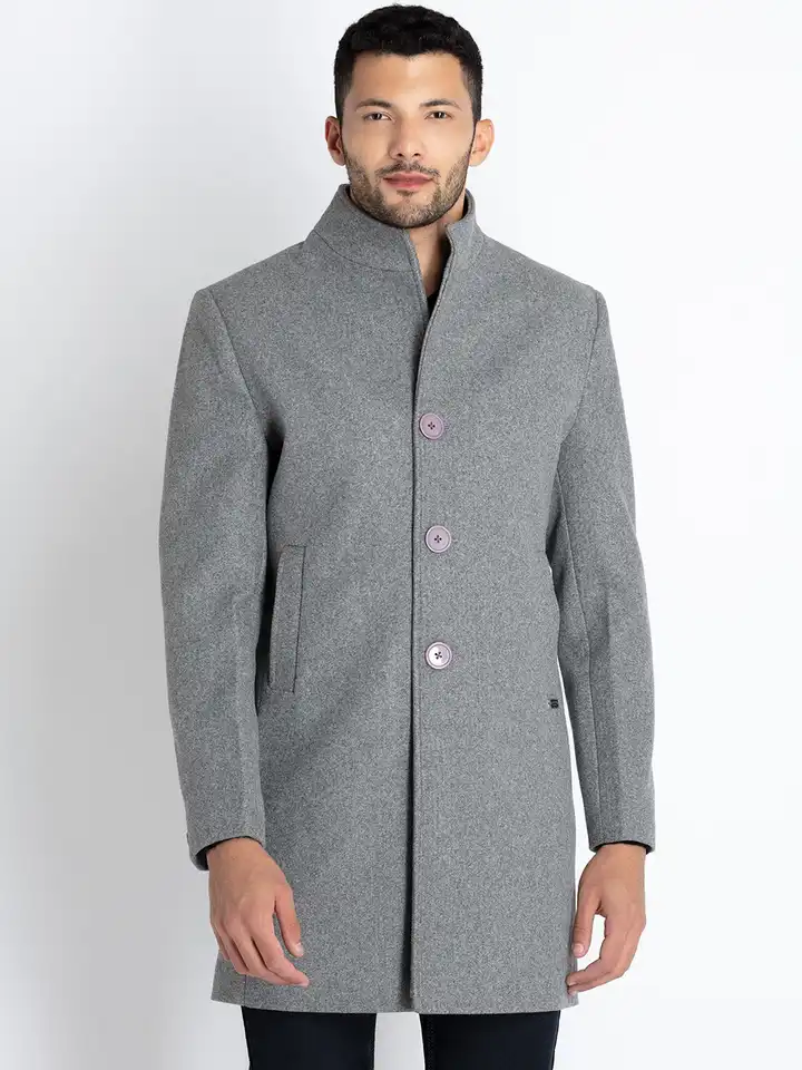 Buy Status Quo High Neck Tailored Longline Overcoat - Coats for