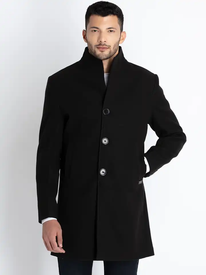 Buy Status Quo High Neck Tailored Longline Overcoat - Coats for