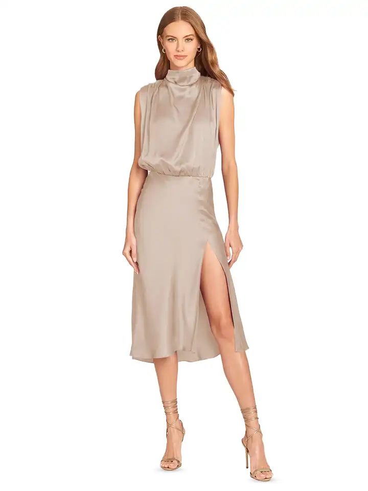 Buy StyleCast Beige High Neck Tie-Up Detail Sheath Midi Dress - Dresses for  Women 24765582 | Myntra