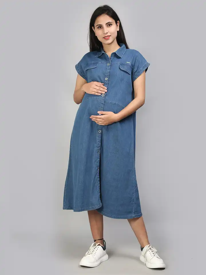 Buy VYN Denim Maternity Shirt Midi Dress - Dresses for Women 24806520 |  Myntra