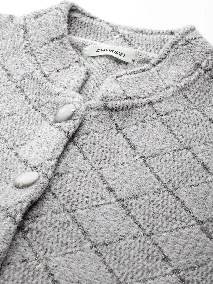 Buy Cayman Women Checked Woollen Longline Cardigan - Sweaters for