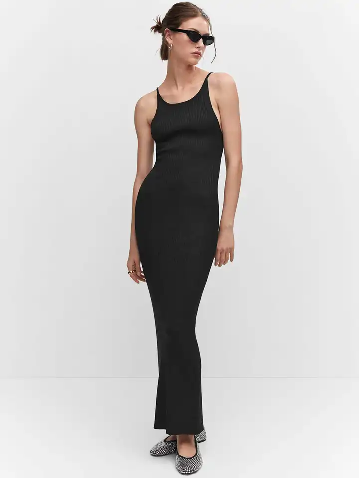 Buy MANGO Back Slit Ribbed Bodycon Maxi Dress - Dresses for Women 24863132  | Myntra