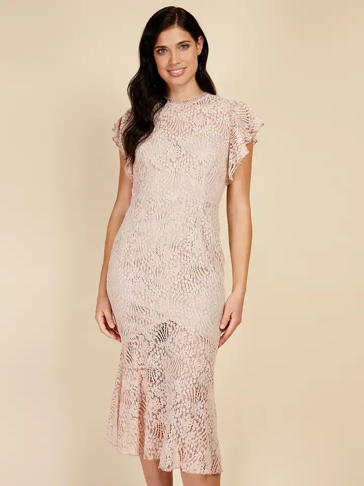 chinese dress ladies Black Lace Midi Dress by Chloe Lewis main image 0