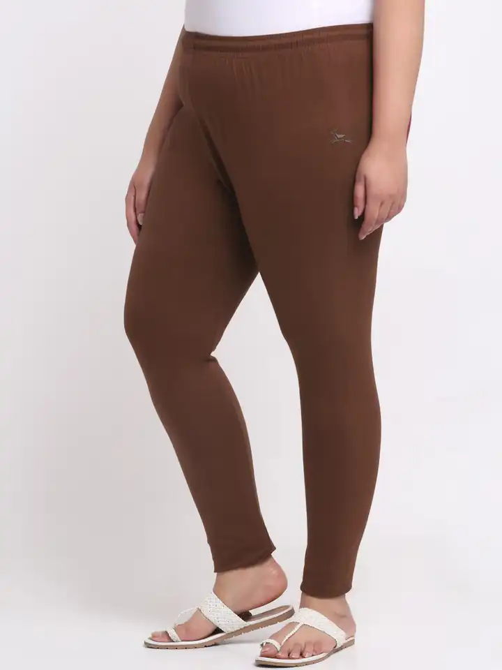 Buy LYRA Women Coffee Brown Solid Ankle-Length Leggings Leggings
