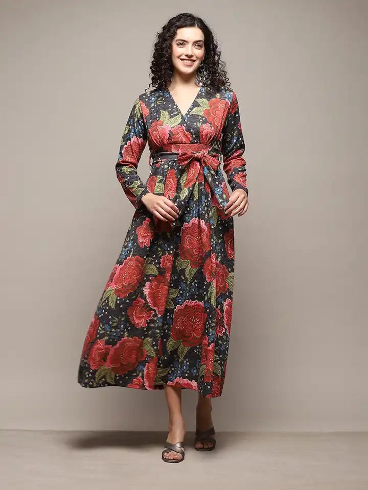 Buy Biba Floral Printed Fit & Flare Midi Ethnic Dress - Ethnic Dresses for  Women 25073012 | Myntra