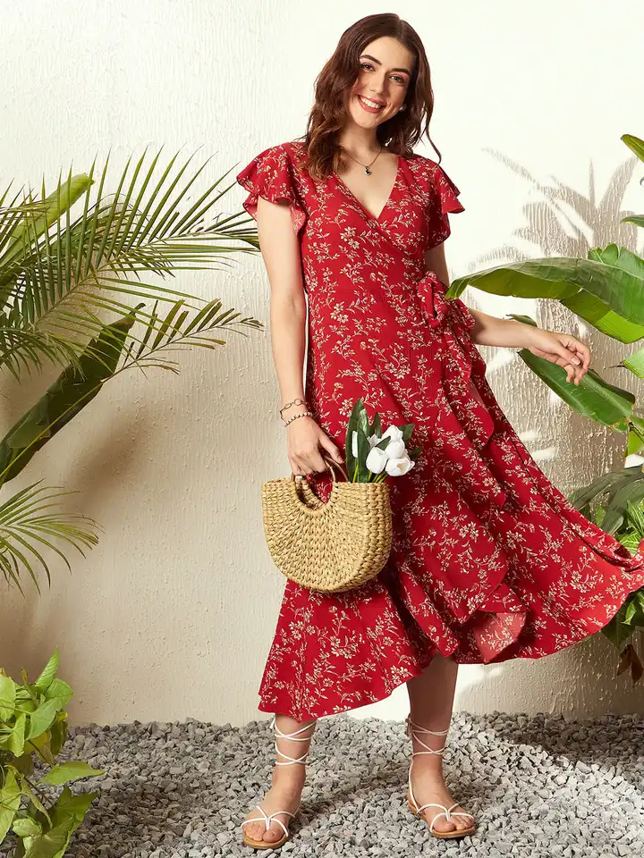 strapless open back dress Latched Mama Nursing Midi Wrap Dress