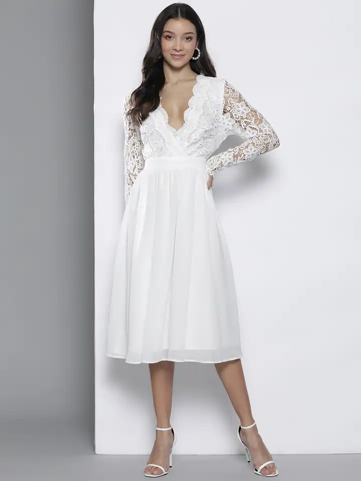 Buy Boohoo Lace A-Line Midi Open Back Dress - Dresses for Women 25582024 | Myntra Buy Boohoo Lace A-Line Midi Open Back Dress - Dresses for Women 25582024 | Myntra
