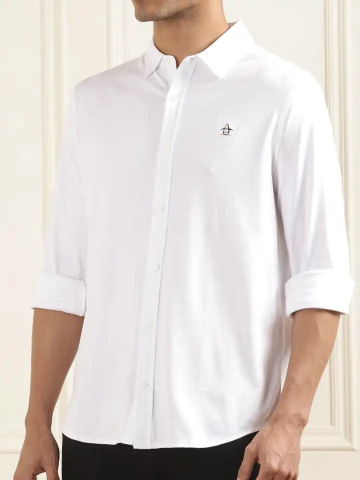 Buy Original Penguin Slim Fit Spread Collar Casual Organic Cotton Shirt -  Shirts for Men 25596260 | Myntra