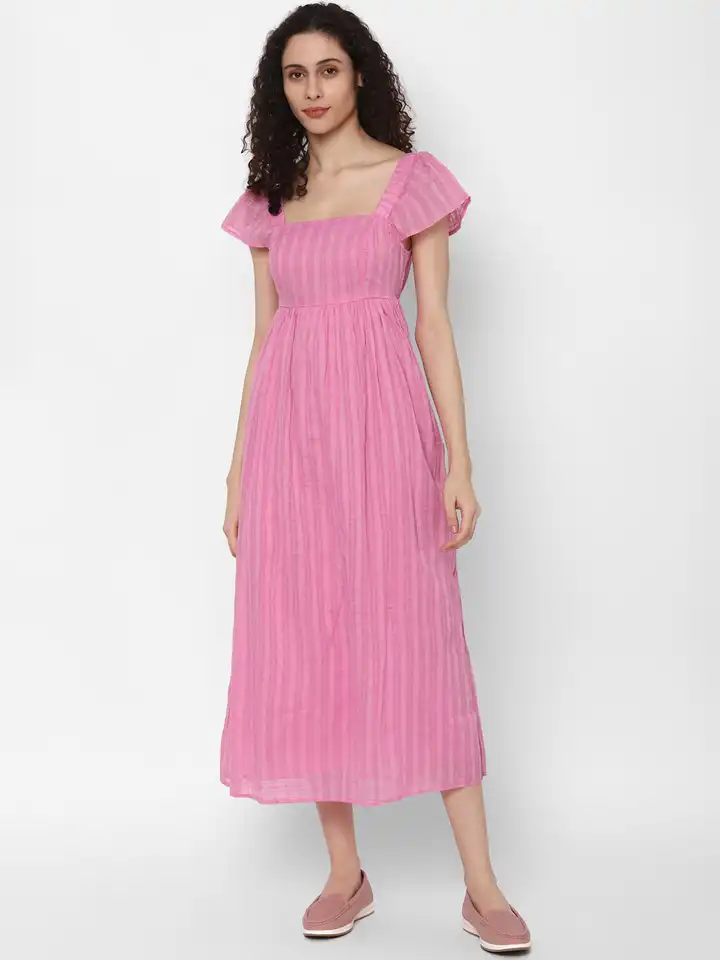 Buy AMERICAN EAGLE OUTFITTERS Striped Pure Cotton A-Line Midi Dress -  Dresses for Women 25608156 | Myntra