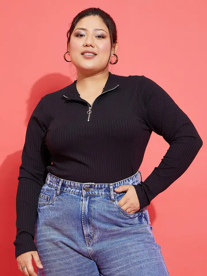 mother SO FAR Rib Tops トップス Buy Women Black Rib Full Sleeve ACTIVE Crop Top Online at Best