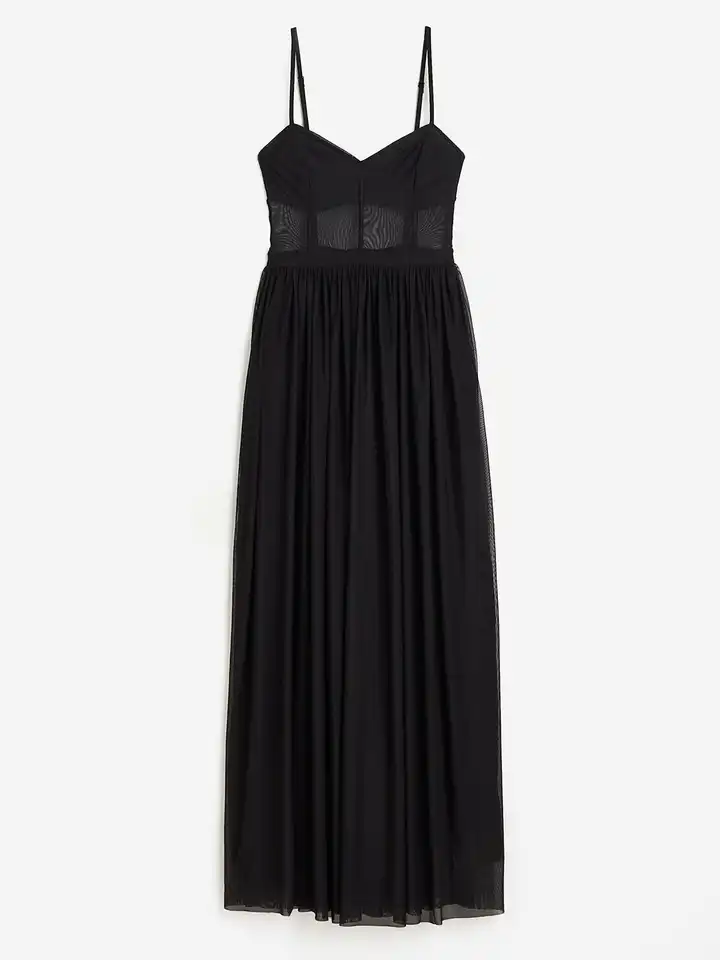 Buy H&M Women Corset-Style Mesh Maxi Dress - Dresses for Women 25664368 |  Myntra