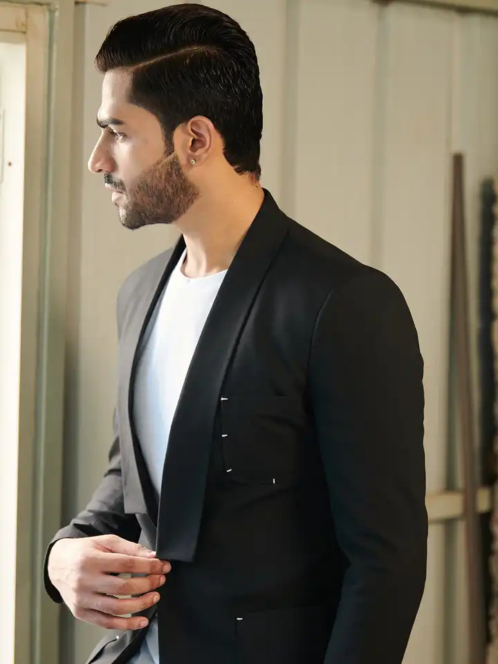 men shawl collar single button shirt